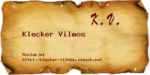 Klecker Vilmos névjegykártya