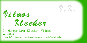 vilmos klecker business card